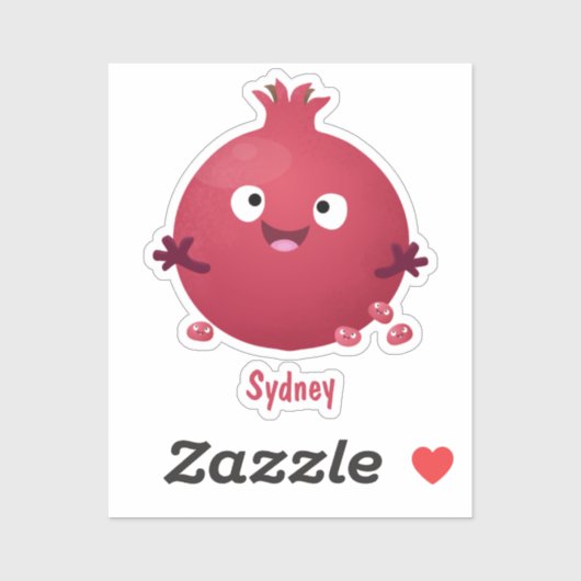 Sticker Caricature de fruits à la grenade joyeux (Feuille)