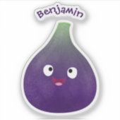 Sticker Caricature de fruits mauve joyeux aux figues (Devant)