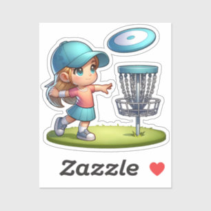 Sticker Caricature de golf de Little Girl