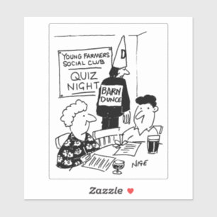 Sticker Caricature de la nuit des jeunes fermiers Dunce.