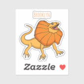 Sticker Caricature de lézard à col frisé orange (Feuille)
