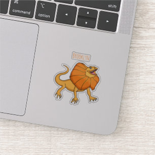 Sticker Caricature de lézard à col frisé orange
