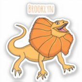 Sticker Caricature de lézard à col frisé orange (Recto)