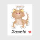 Sticker Caricature de lézard de dragon à barbe (Feuille)