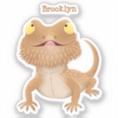 Sticker Caricature de lézard de dragon à barbe (Recto)