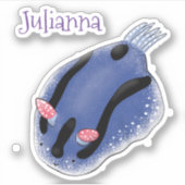 Sticker Caricature de limon bleu nudibranche (Devant)