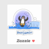 Sticker Caricature de manchot joyeux sautant (Feuille)