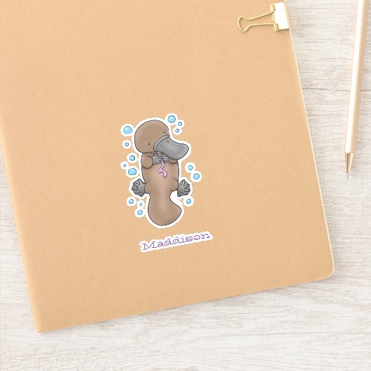 Sticker Caricature de natation de bébé Platypus mignon (Carnet)