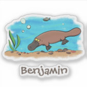 Sticker Caricature de natation de Cute platypus (Devant)
