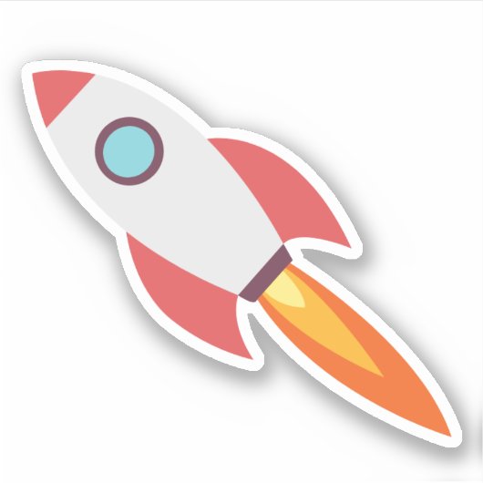 Sticker Caricature de navire à fusée spatiale (Devant)