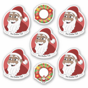 Sticker Caricature de Noël du Père Noël noir