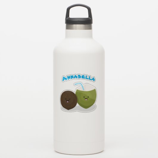 Sticker Caricature de noix de coco tropicale kawaii (Gourde)