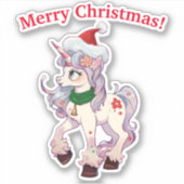 Sticker Caricature de Père Noël Unicorn (Devant)