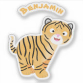 Sticker Caricature de petit tigre joyeux (Devant)