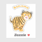 Sticker Caricature de petit tigre joyeux (Feuille)