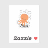 Sticker Caricature de pieuvre mignonne Ajouter un nom (Feuille)