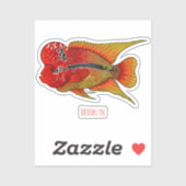 Sticker Caricature de poisson cichlide à fleur (Feuille)