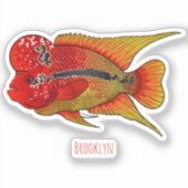 Sticker Caricature de poisson cichlide à fleur (Recto)