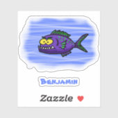 Sticker Caricature de poisson de Piranha (Feuille)