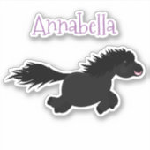 Sticker Caricature de poney noir mignon (Devant)