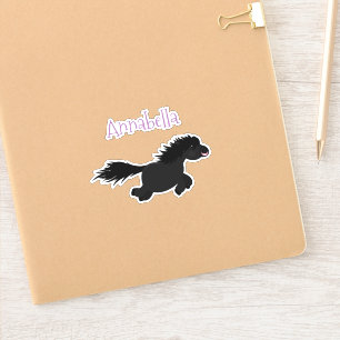 Sticker Caricature de poney noir mignon