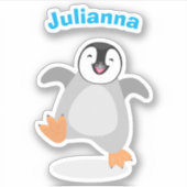 Sticker Caricature de poussin de pingouin mignon et joyeus (Devant)