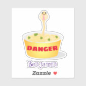 Sticker Caricature de serpent aux nouilles mignonnes illus (Feuille)