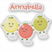 Sticker Caricature de tomates cerises en saut mou (Devant)