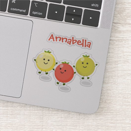 Sticker Caricature de tomates cerises en saut mou (Détail)
