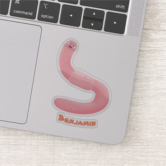 Sticker Caricature de vers de terre rose joli (Détail)