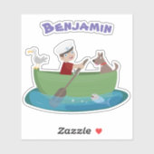 Sticker Caricature de voilier et de canot à rames garçon m (Feuille)