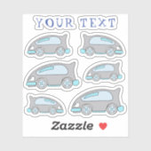 Sticker Caricature de voiture de course mignonne Nom de de (Feuille)