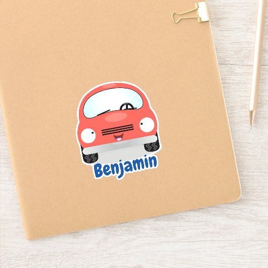 Sticker Caricature de voiture rouge Cute kawaii (Carnet)