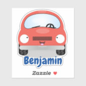 Sticker Caricature de voiture rouge Cute kawaii (Feuille)