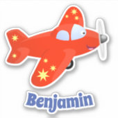 Sticker Caricature de vol d'avion rouge mignon (Devant)