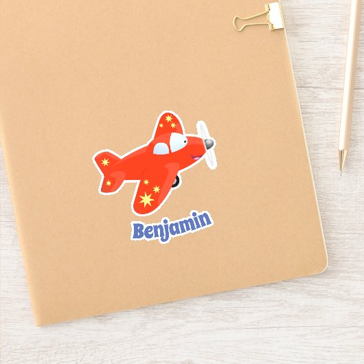 Sticker Caricature de vol d'avion rouge mignon (Carnet)