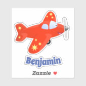 Sticker Caricature de vol d'avion rouge mignon (Feuille)