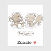 Sticker Caricature d'écureuils marrants (Feuille)