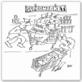 Sticker Caricature des détectives de magasin de supermarch (Devant)