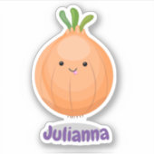 Sticker Caricature d'oignon marron mignon (Devant)