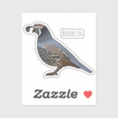 Sticker Caricature d'oiseau de caille de Californie (Feuille)