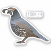 Sticker Caricature d'oiseau de caille de Californie (Recto)