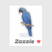 Sticker Caricature d'oiseau macaw Hyacinth (Feuille)