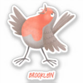 Sticker Caricature d'oiseau rouge chantant mignon (Recto)