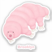 Sticker Caricature d'ours d'eau tardigrade rose mignon (Recto)