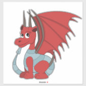 Sticker Caricature Dragon Rouge (Feuille)
