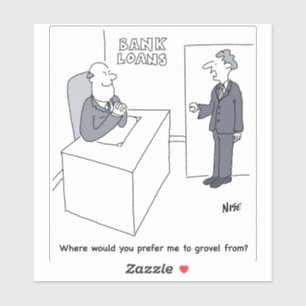 Sticker Caricature du bureau des prêts bancaires