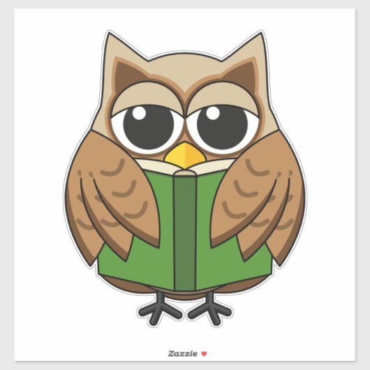 Sticker Caricature du livre de lecture de la Chouette (Feuille)