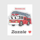 Sticker Caricature du moteur de feu joyeux (Feuille)