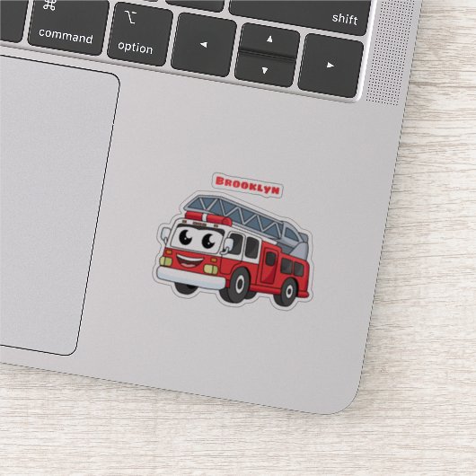 Sticker Caricature du moteur de feu joyeux (Détail)